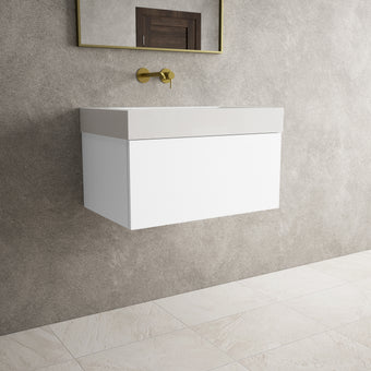 Raffinata One Drawer Vanity Unit  With Beyondstone BLOC Basin - Matt White 700mm