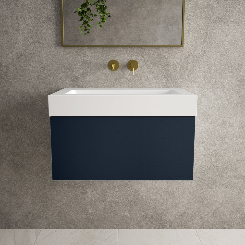 Raffinata One Drawer Vanity Unit  With Beyondstone BLOC Basin - Matt Indigo 700mm