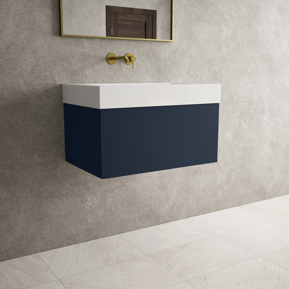 Raffinata One Drawer Vanity Unit  With Beyondstone BLOC Basin - Matt Indigo 700mm