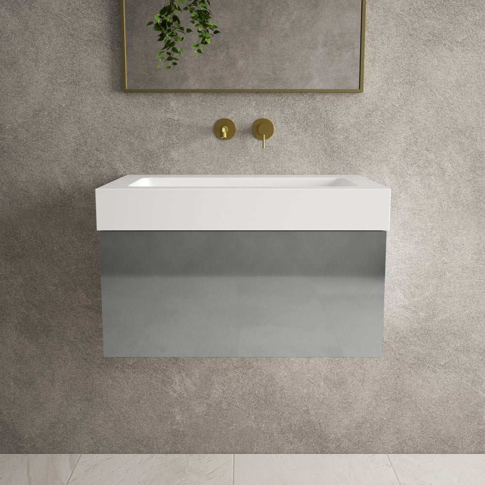 Raffinata One Drawer Vanity Unit  With Beyondstone BLOC Basin - Gloss Dust 700mm