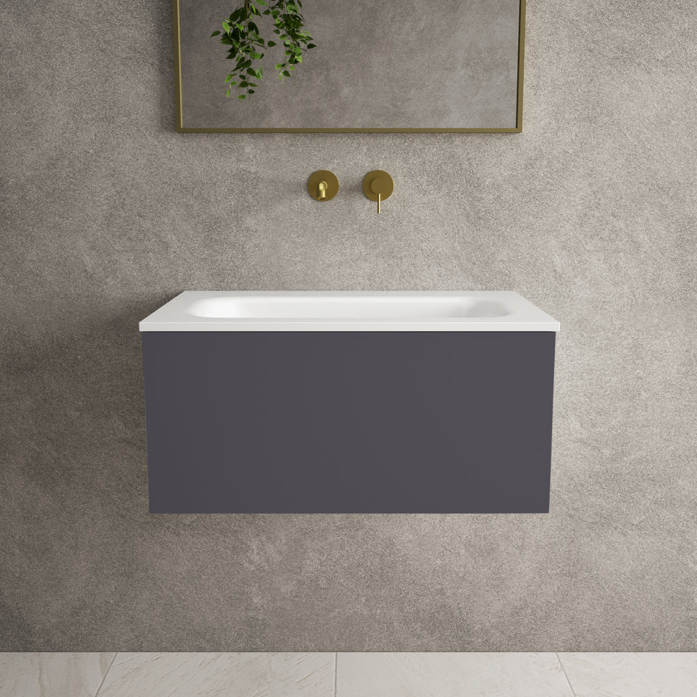 Raffinata One Drawer Vanity Unit  With Beyondstone Basin - Matt Graphite 700mm