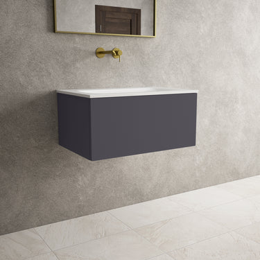 Raffinata One Drawer Vanity Unit  With Beyondstone Basin - Matt Graphite 700mm