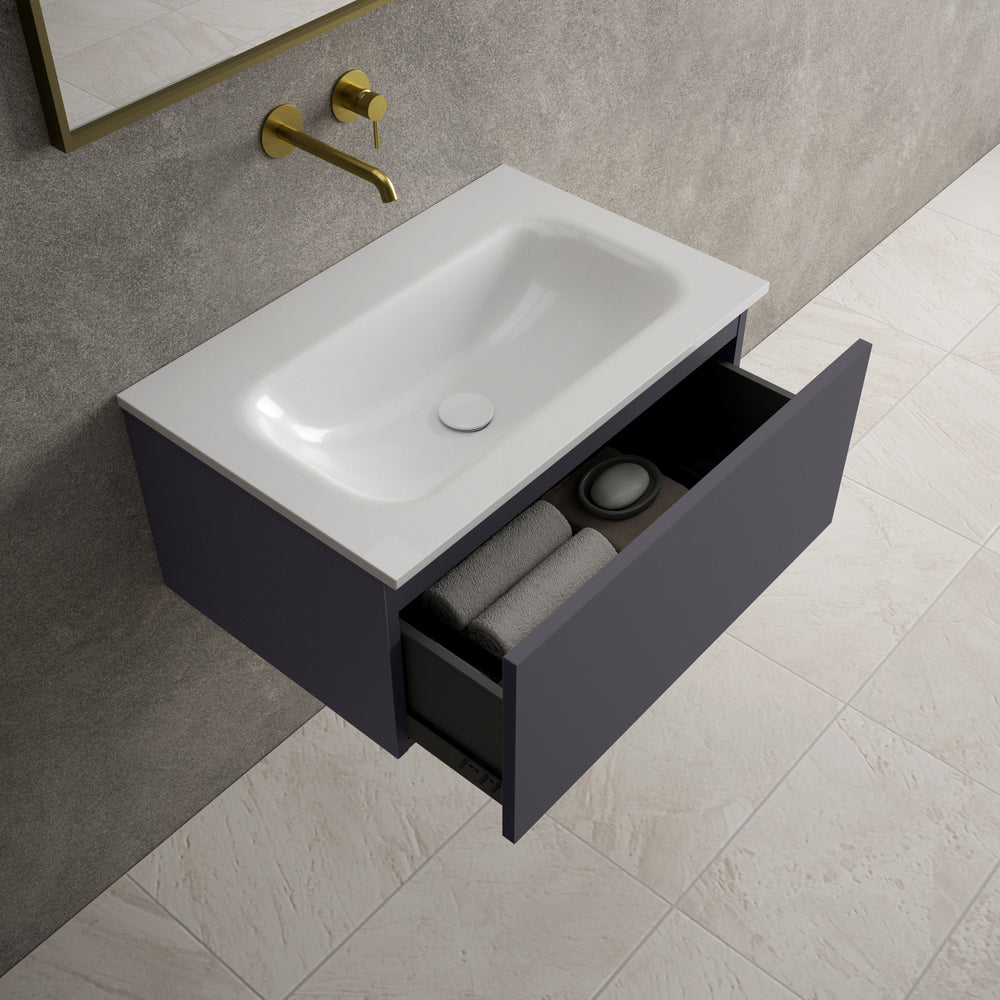 Raffinata One Drawer Vanity Unit  With Beyondstone Basin - Matt Graphite 700mm