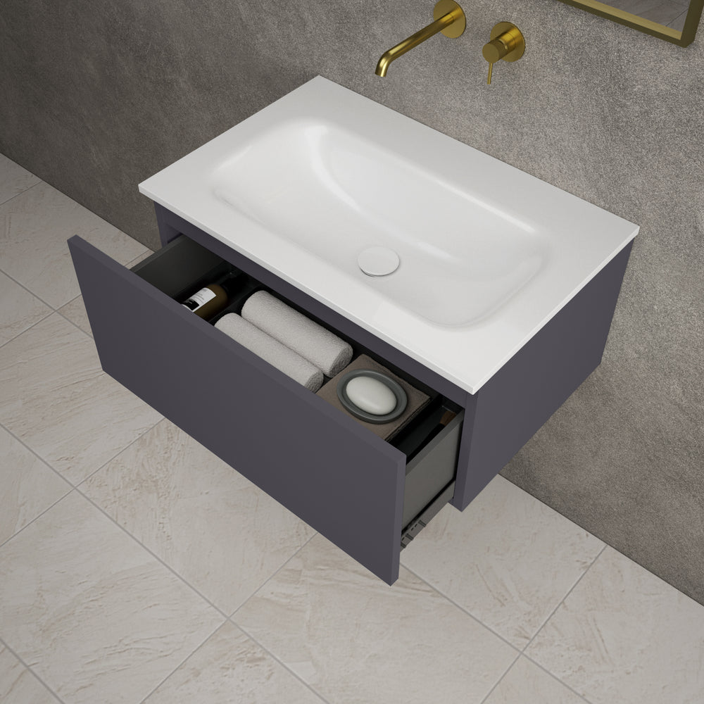 Raffinata One Drawer Vanity Unit  With Beyondstone Basin - Matt Graphite 700mm