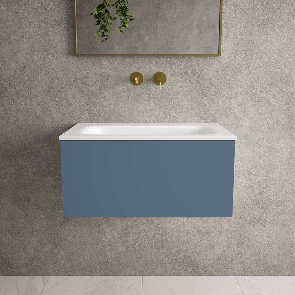 Raffinata One Drawer Vanity Unit  With Beyondstone Basin - Matt Navy 700mm
