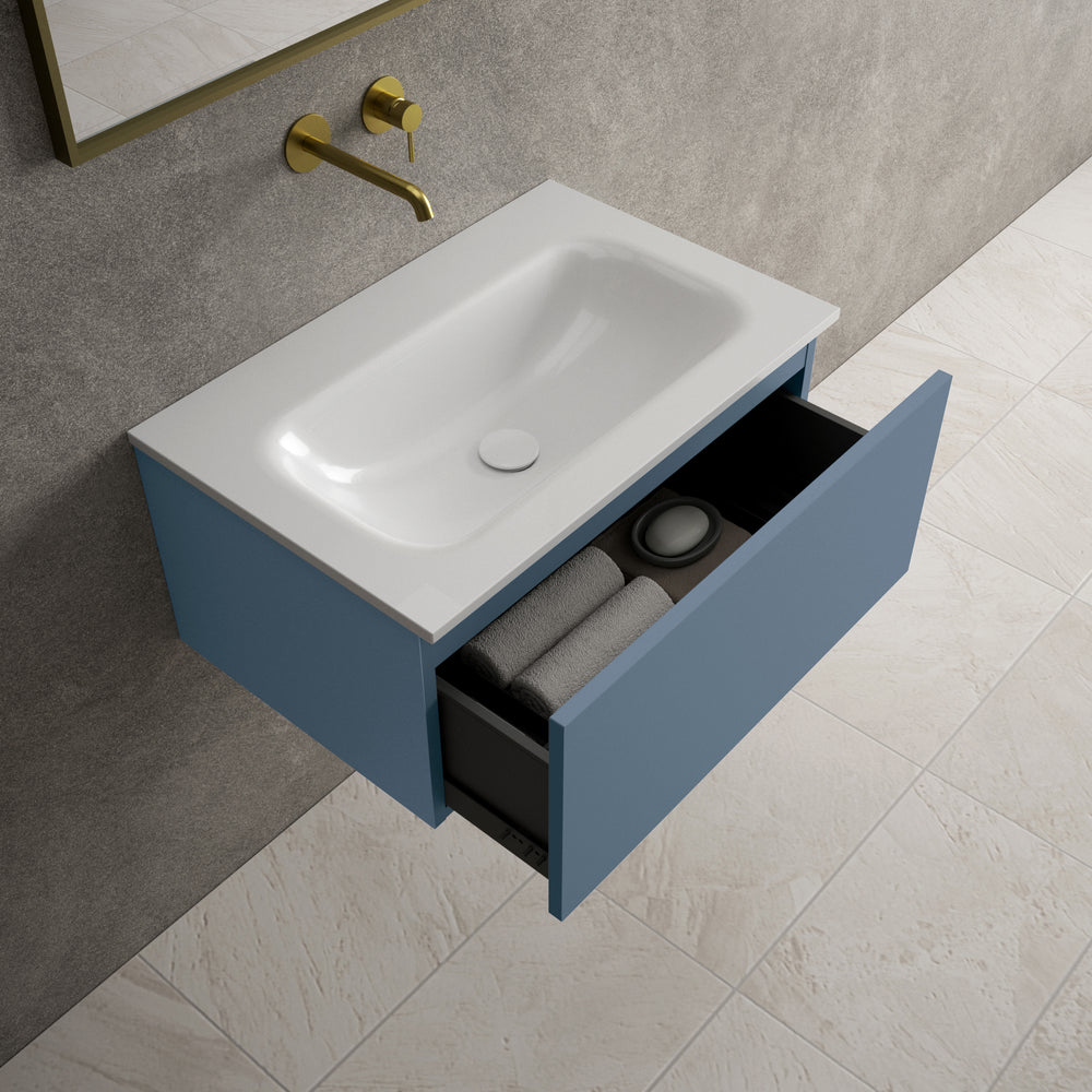 Raffinata One Drawer Vanity Unit  With Beyondstone Basin - Matt Navy 700mm