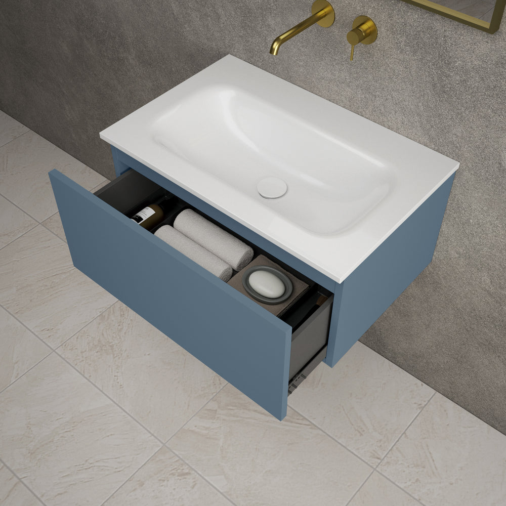 Raffinata One Drawer Vanity Unit  With Beyondstone Basin - Matt Navy 700mm