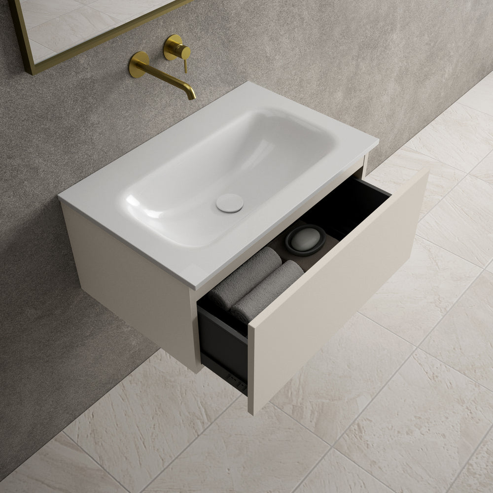 Raffinata One Drawer Vanity Unit  With Beyondstone Basin - Matt Cashmere 700mm
