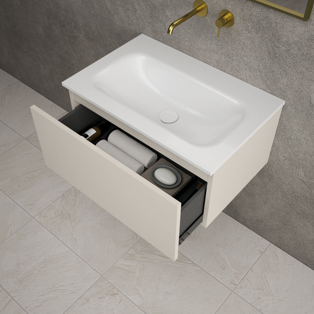 Raffinata One Drawer Vanity Unit  With Beyondstone Basin - Matt Cashmere 700mm