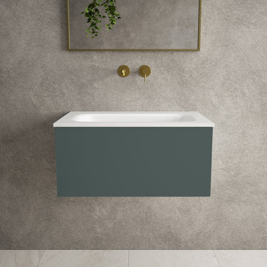 Raffinata One Drawer Vanity Unit  With Beyondstone Basin - Matt Dark Green 700mm