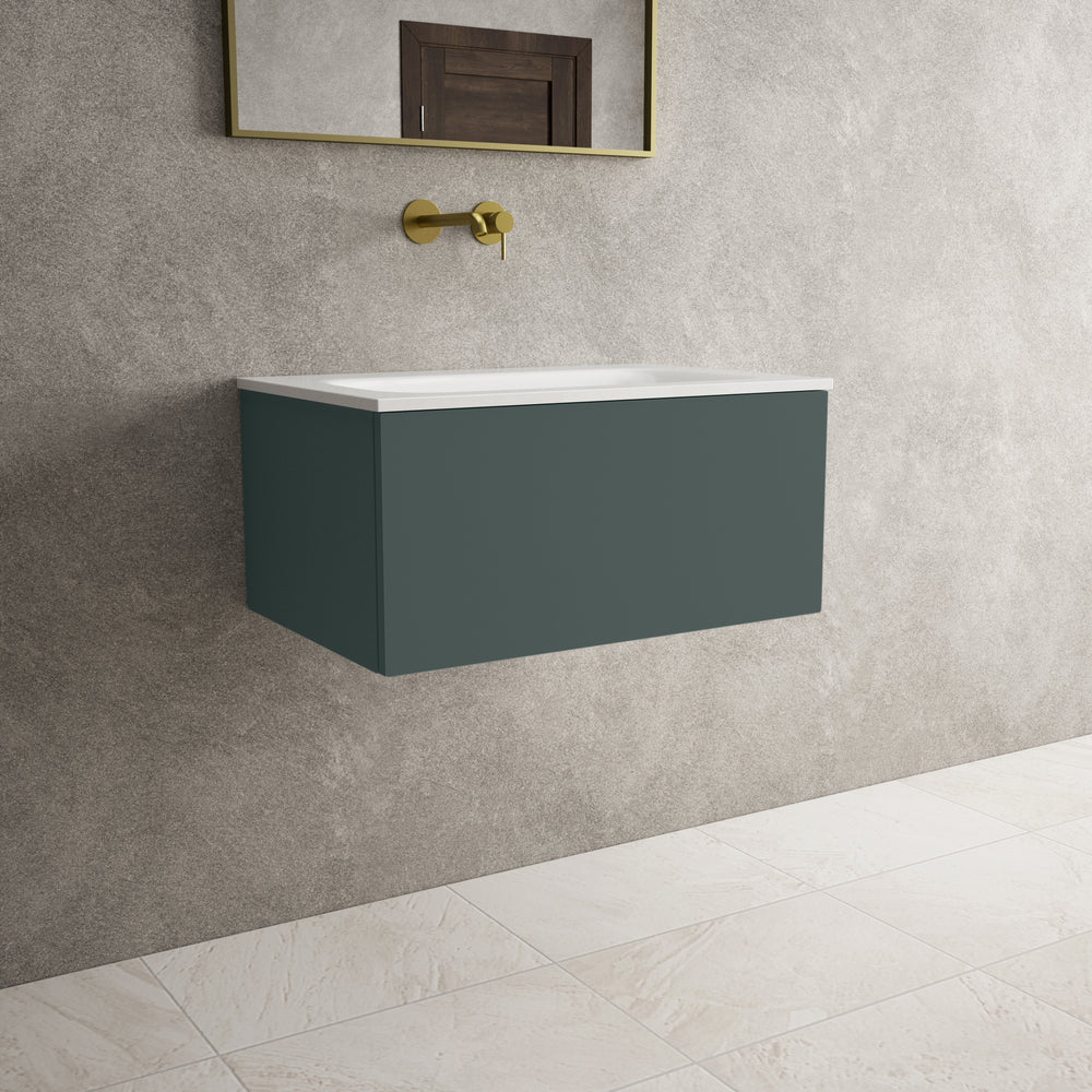 Raffinata One Drawer Vanity Unit  With Beyondstone Basin - Matt Dark Green 700mm