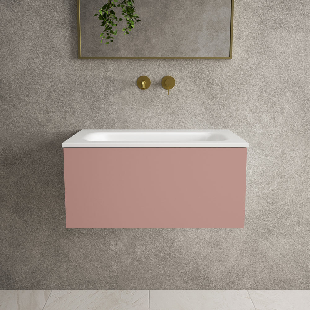 Raffinata One Drawer Vanity Unit  With Beyondstone Basin - Matt Pink 700mm