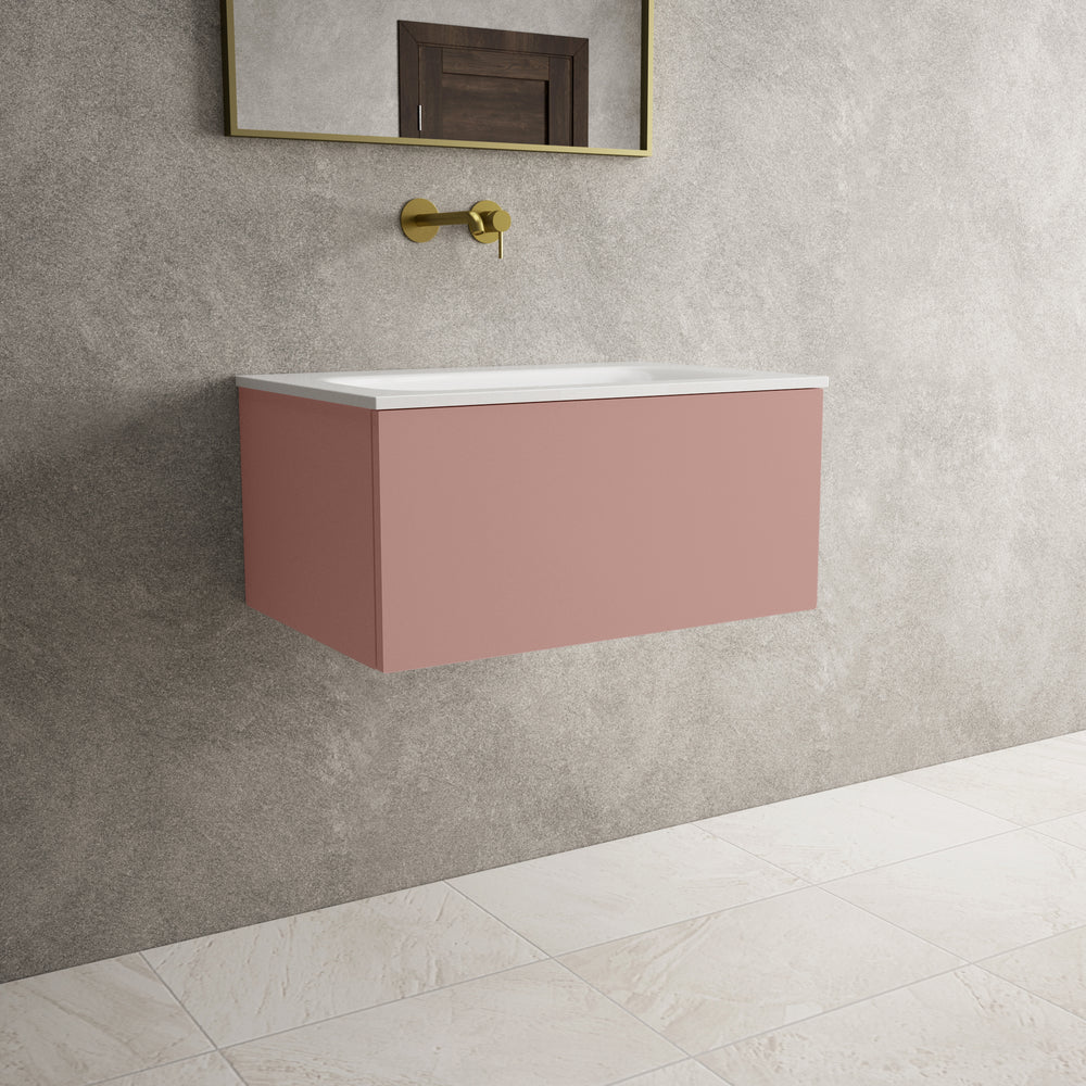 Raffinata One Drawer Vanity Unit  With Beyondstone Basin - Matt Pink 700mm