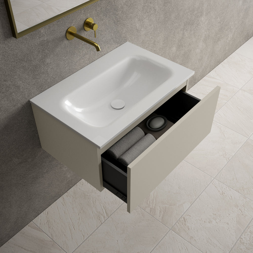 Raffinata One Drawer Vanity Unit  With Beyondstone Basin - Matt Stone 700mm