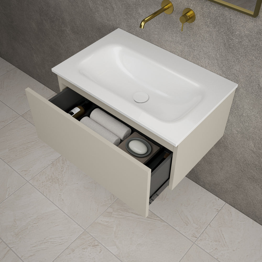 Raffinata One Drawer Vanity Unit  With Beyondstone Basin - Matt Stone 700mm
