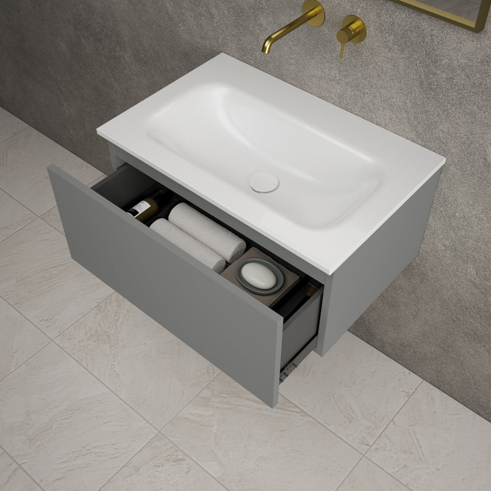 Raffinata One Drawer Vanity Unit  With Beyondstone Basin - Matt Dust 700mm
