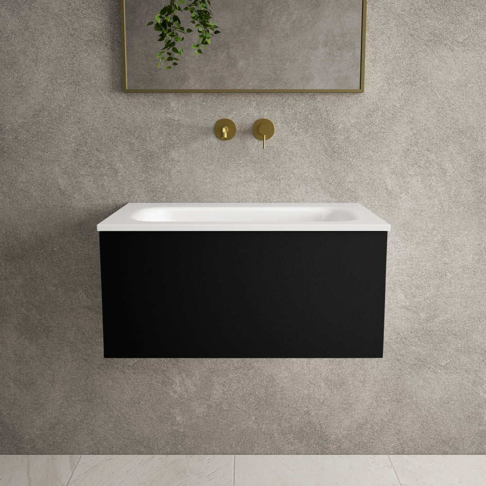 Raffinata One Drawer Vanity Unit  With Beyondstone Basin - Matt Black 700mm