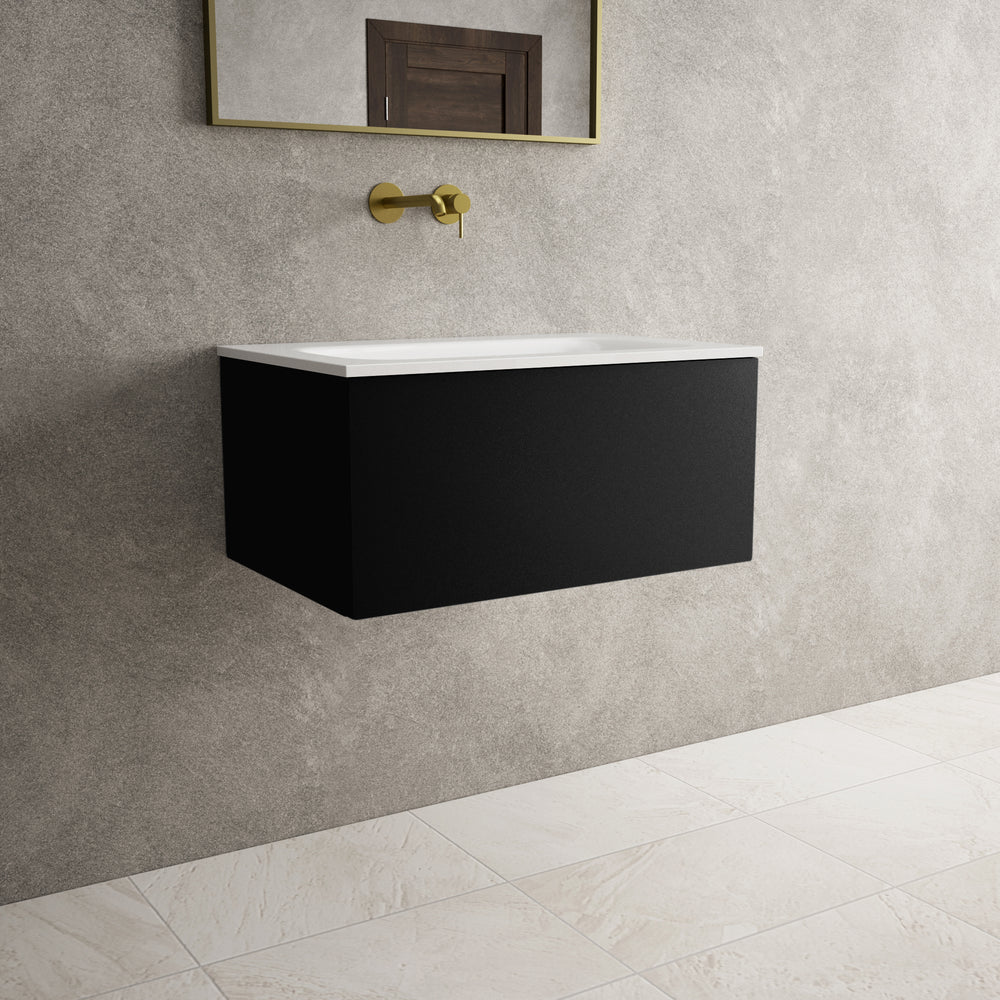Raffinata One Drawer Vanity Unit  With Beyondstone Basin - Matt Black 700mm