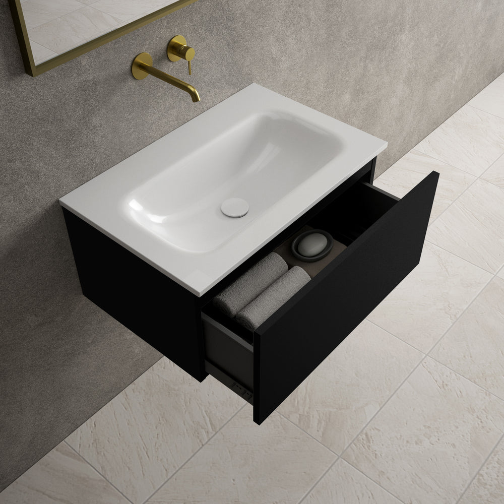 Raffinata One Drawer Vanity Unit  With Beyondstone Basin - Matt Black 700mm