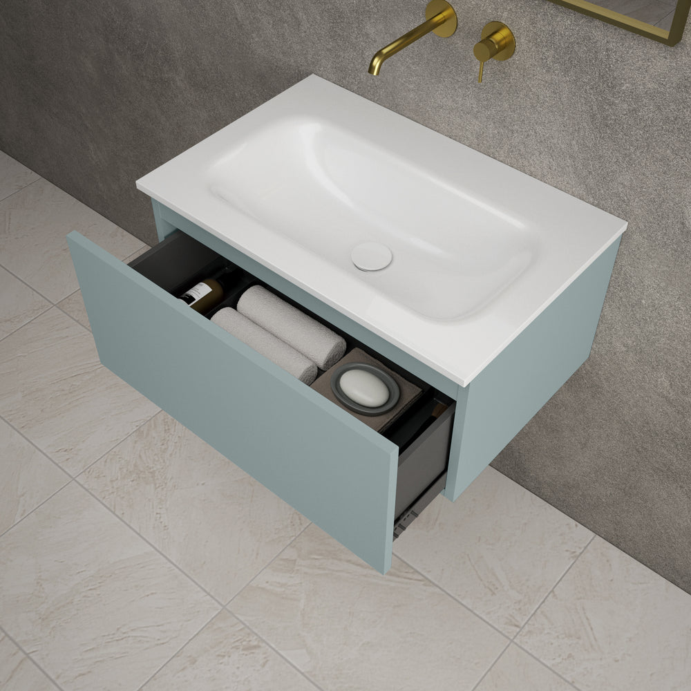 Raffinata One Drawer Vanity Unit  With Beyondstone Basin - Matt Fjord 700mm