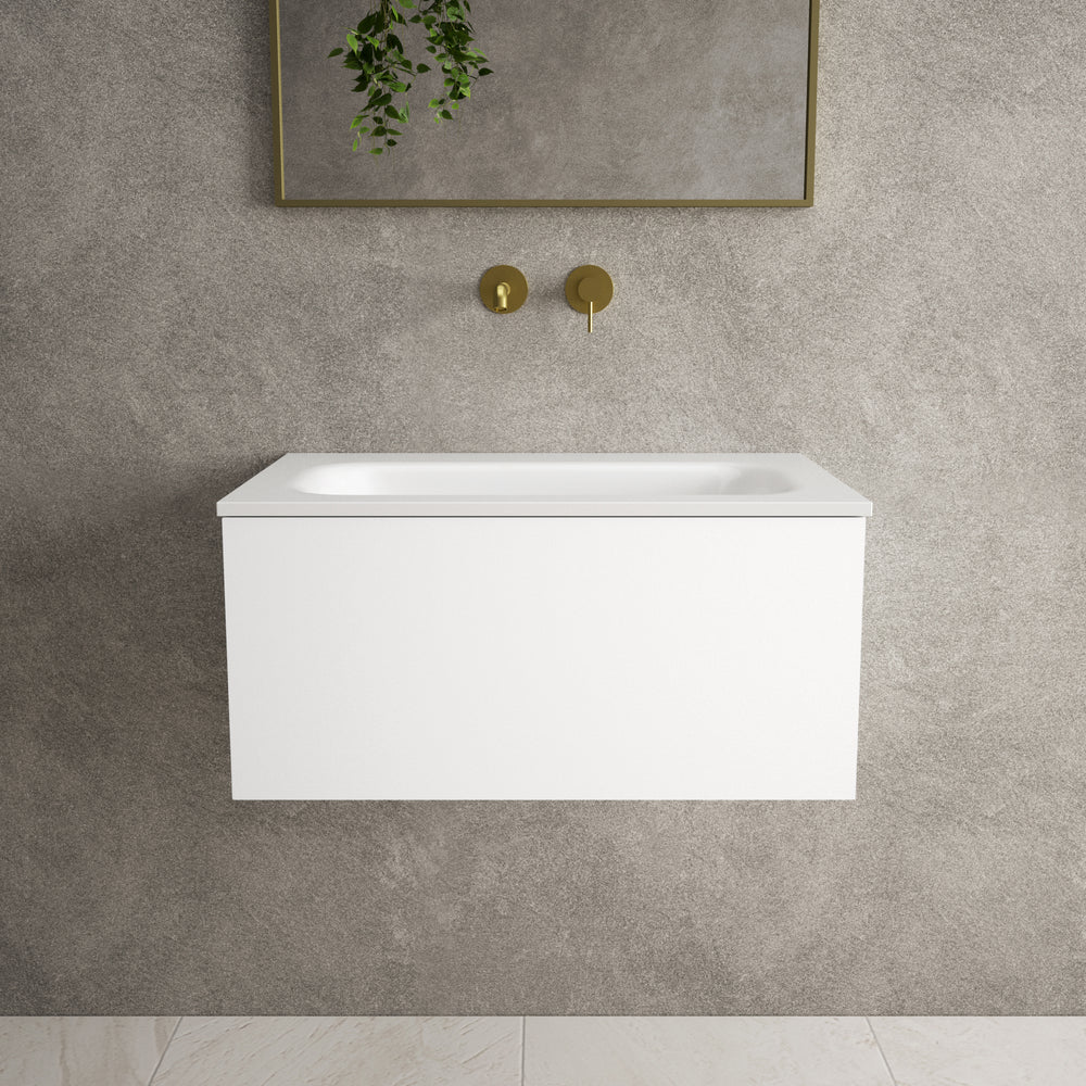 Raffinata One Drawer Vanity Unit  With Beyondstone Basin - Matt White 700mm