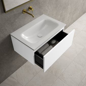 Raffinata One Drawer Vanity Unit  With Beyondstone Basin - Matt White 700mm
