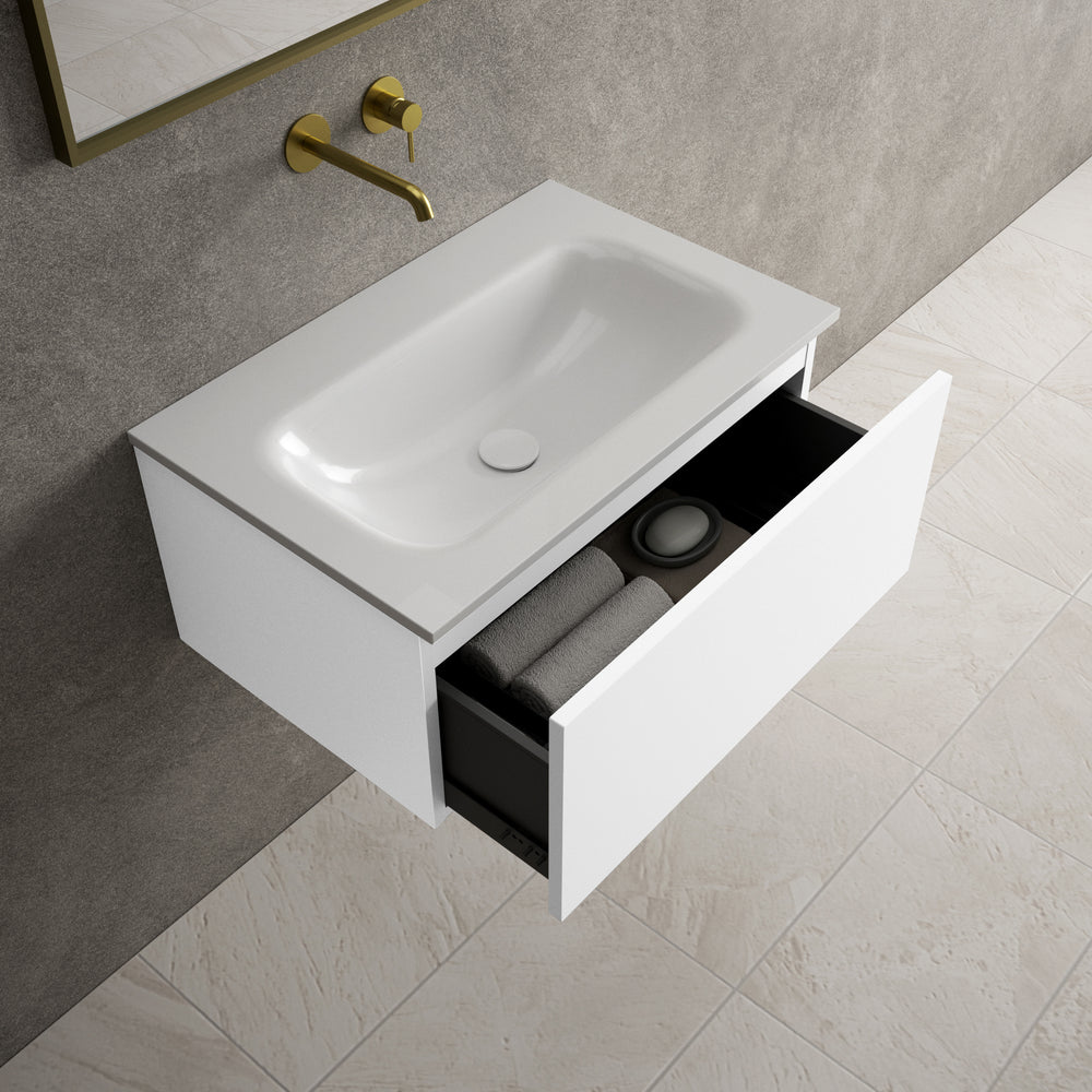 Raffinata One Drawer Vanity Unit  With Beyondstone Basin - Matt White 700mm