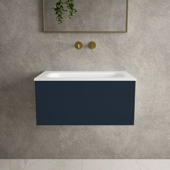 Raffinata One Drawer Vanity Unit  With Beyondstone Basin - Matt Indigo 700mm