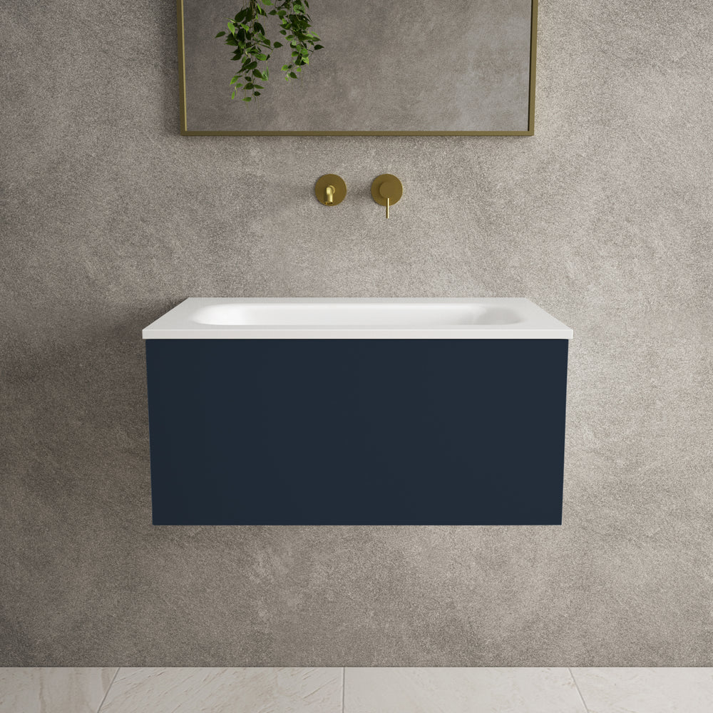 Raffinata One Drawer Vanity Unit  With Beyondstone Basin - Matt Indigo 700mm