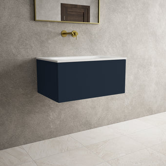 Raffinata One Drawer Vanity Unit  With Beyondstone Basin - Matt Indigo 700mm