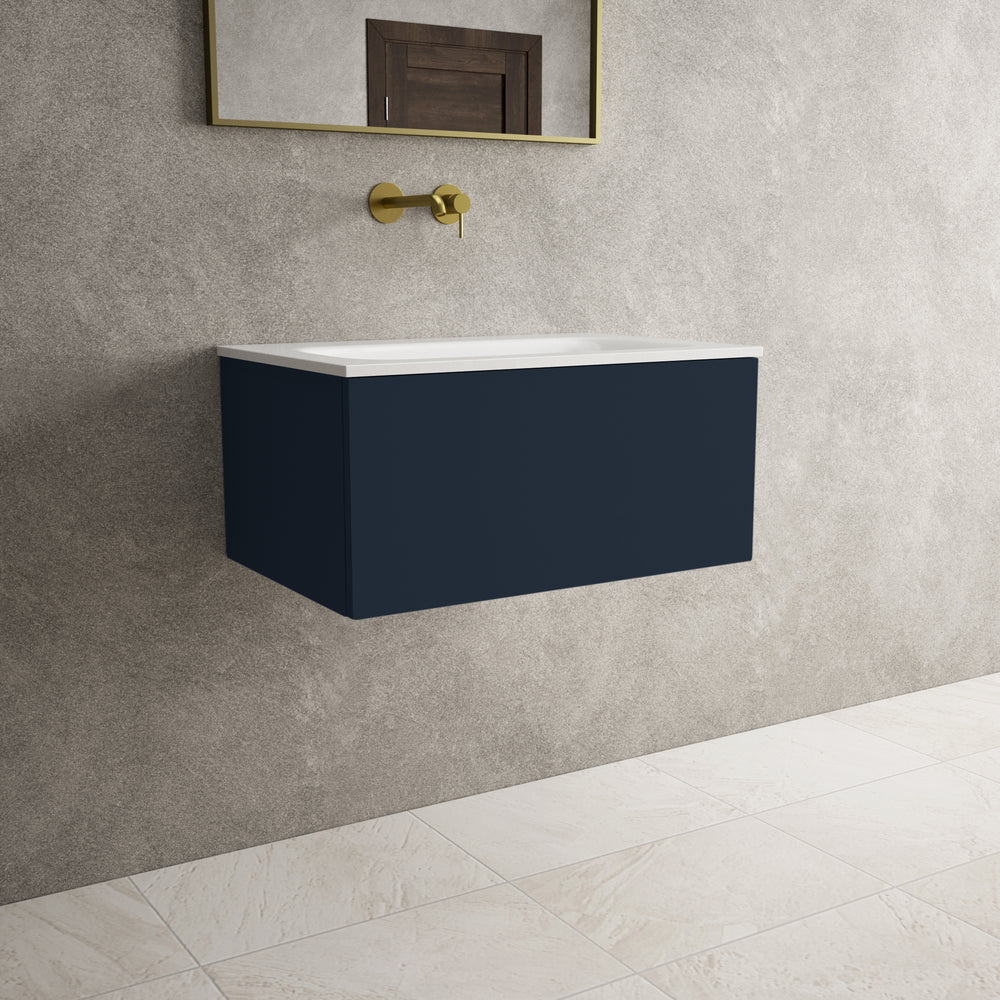 Raffinata One Drawer Vanity Unit  With Beyondstone Basin - Matt Indigo 700mm