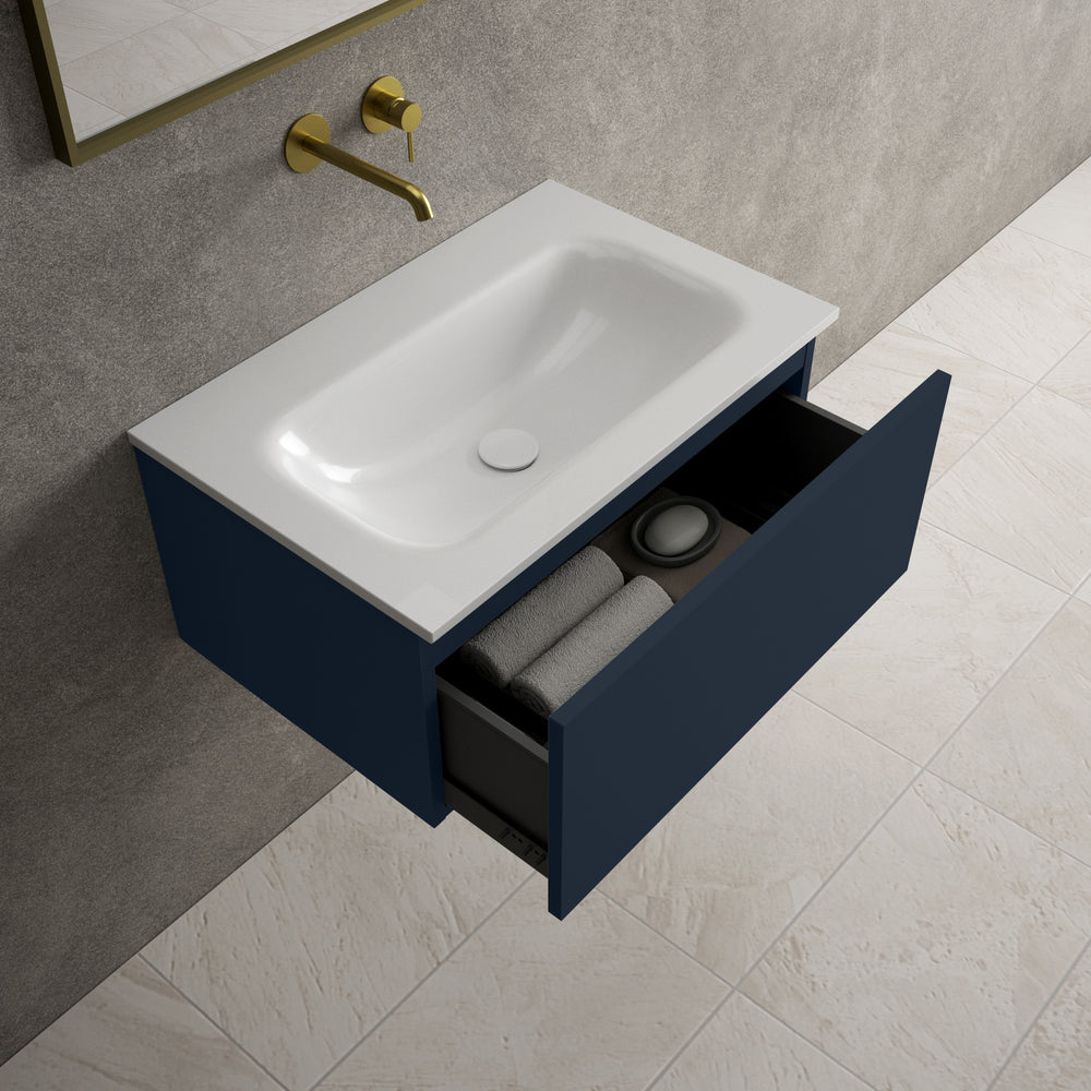 Raffinata One Drawer Vanity Unit  With Beyondstone Basin - Matt Indigo 700mm