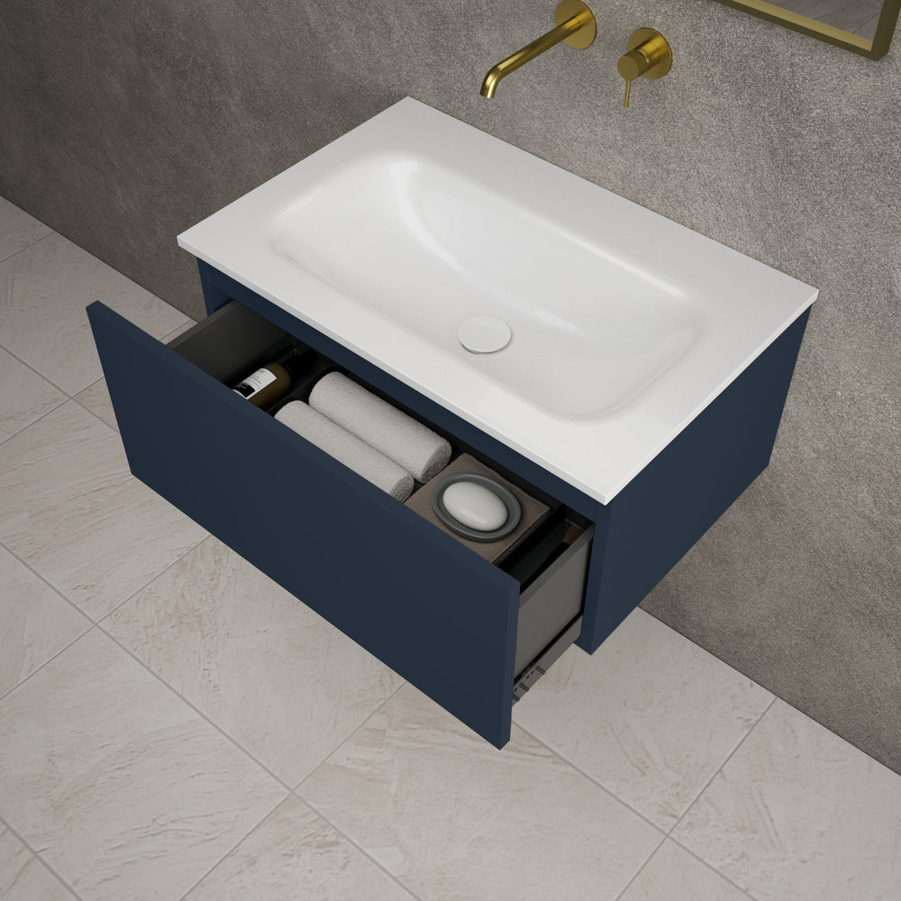 Raffinata One Drawer Vanity Unit  With Beyondstone Basin - Matt Indigo 700mm