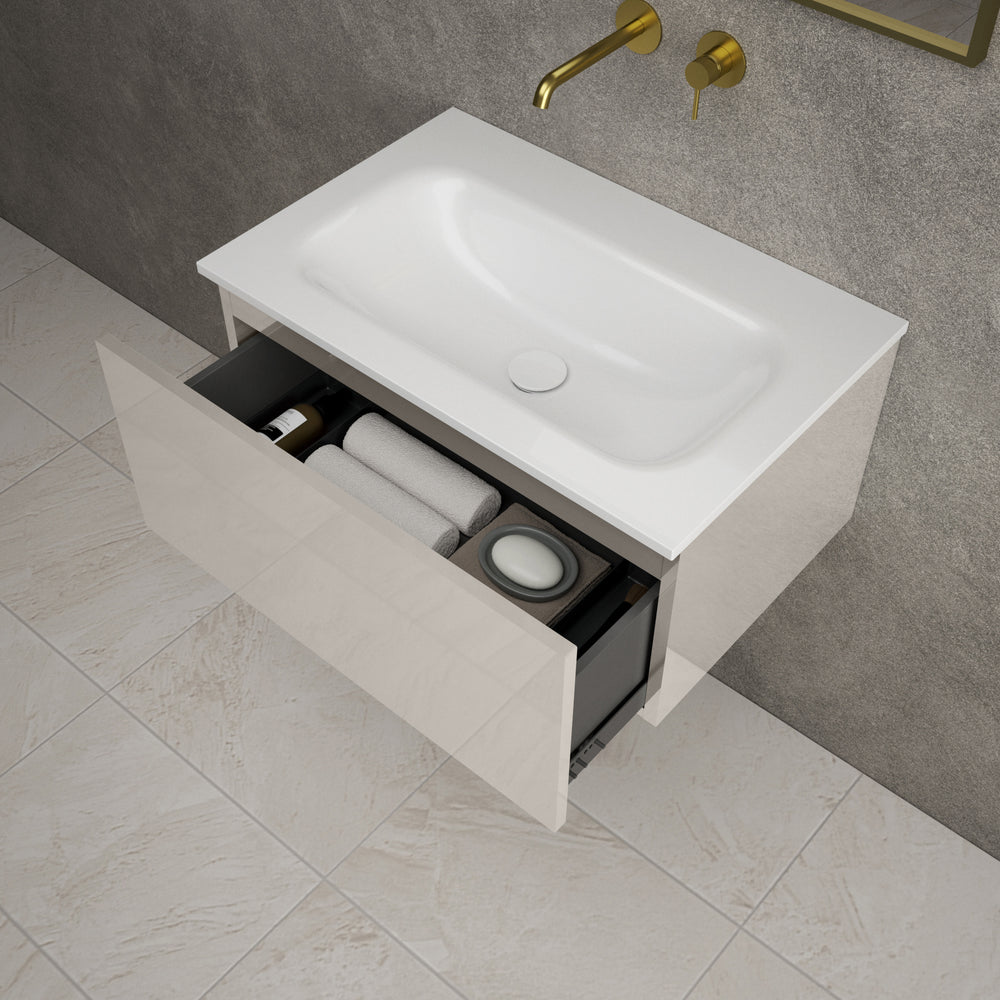 Raffinata One Drawer Vanity Unit  With Beyondstone Basin - Gloss Cashmere 700mm