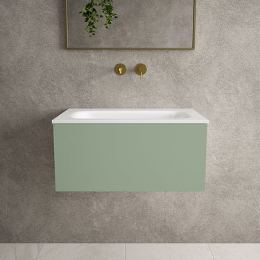 Raffinata One Drawer Vanity Unit  With Beyondstone Basin - Light Concrete 700mm
