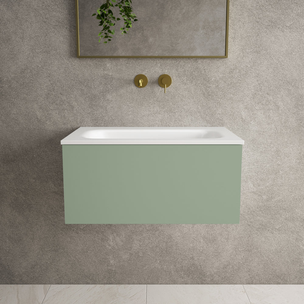 Raffinata One Drawer Vanity Unit  With Beyondstone Basin - Light Concrete 700mm