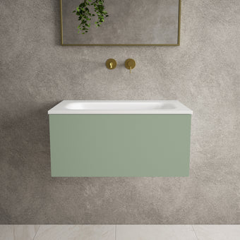 Raffinata One Drawer Vanity Unit  With Beyondstone Basin - Matt Light Green 700mm