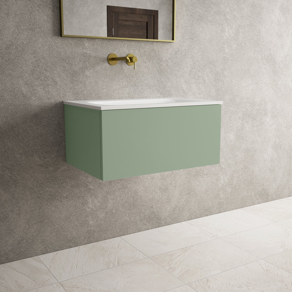 Raffinata One Drawer Vanity Unit  With Beyondstone Basin - Light Concrete 700mm