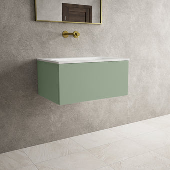 Raffinata One Drawer Vanity Unit  With Beyondstone Basin - Matt Light Green 700mm