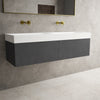 Raffinata Two Drawer Vanity Unit With Beyondstone BLOC Double Basin - Dark Concrete 1400mm image