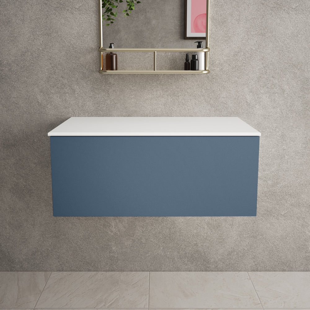 Raffinata Single Drawer Countertop Vanity Unit - Matt Navy 800mm
