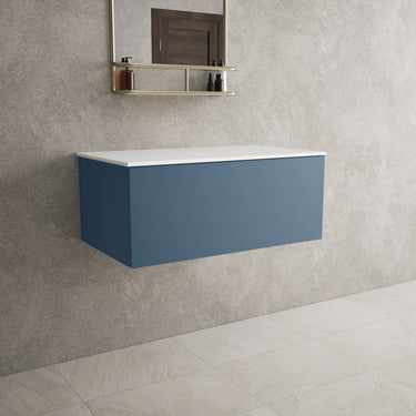 Raffinata Single Drawer Countertop Vanity Unit - Matt Navy 800mm