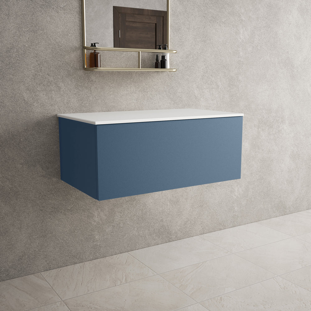 Raffinata Single Drawer Countertop Vanity Unit - Matt Navy 800mm