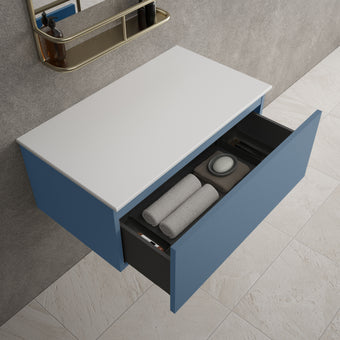 Raffinata Single Drawer Countertop Vanity Unit - Matt Navy 800mm