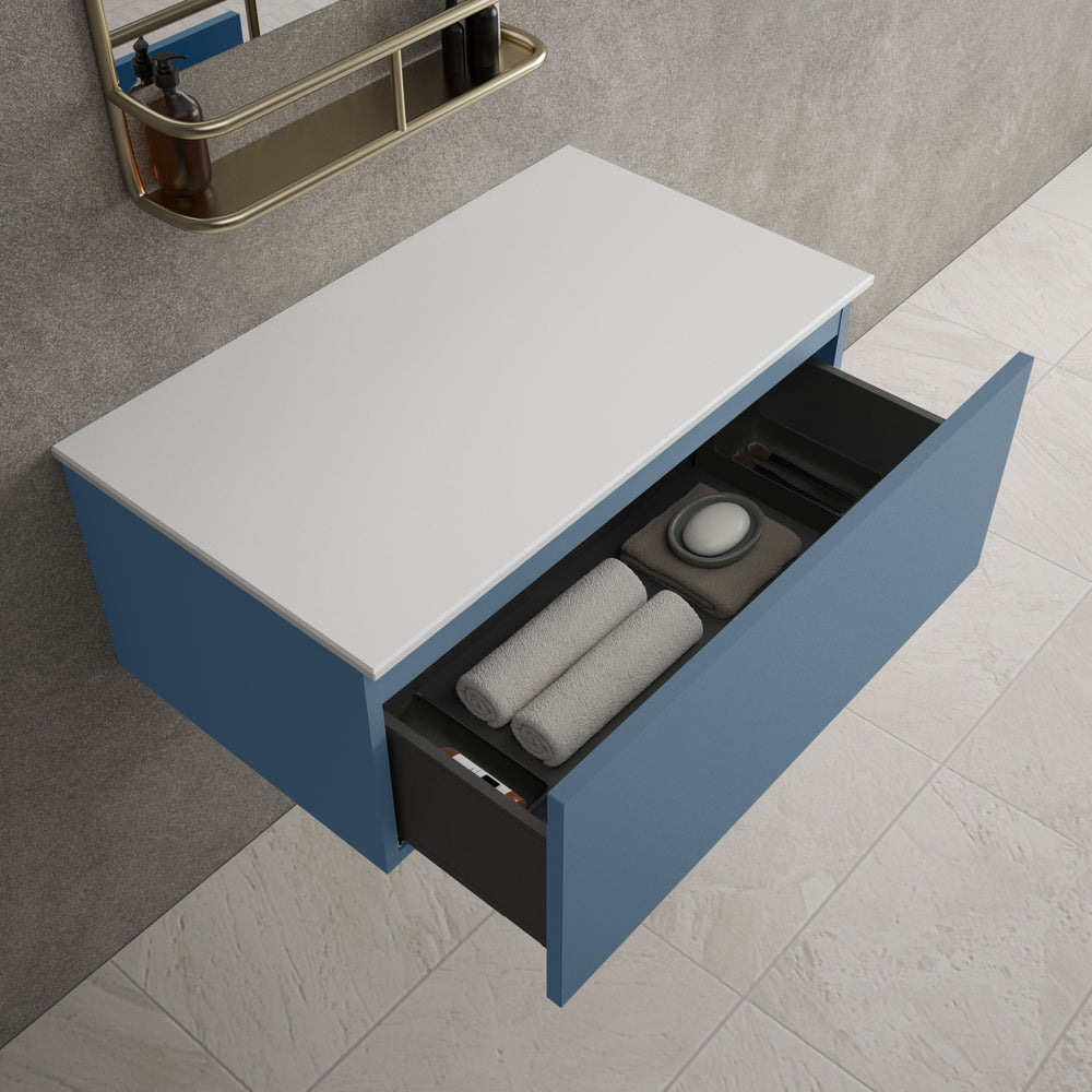 Raffinata Single Drawer Countertop Vanity Unit - Matt Navy 800mm