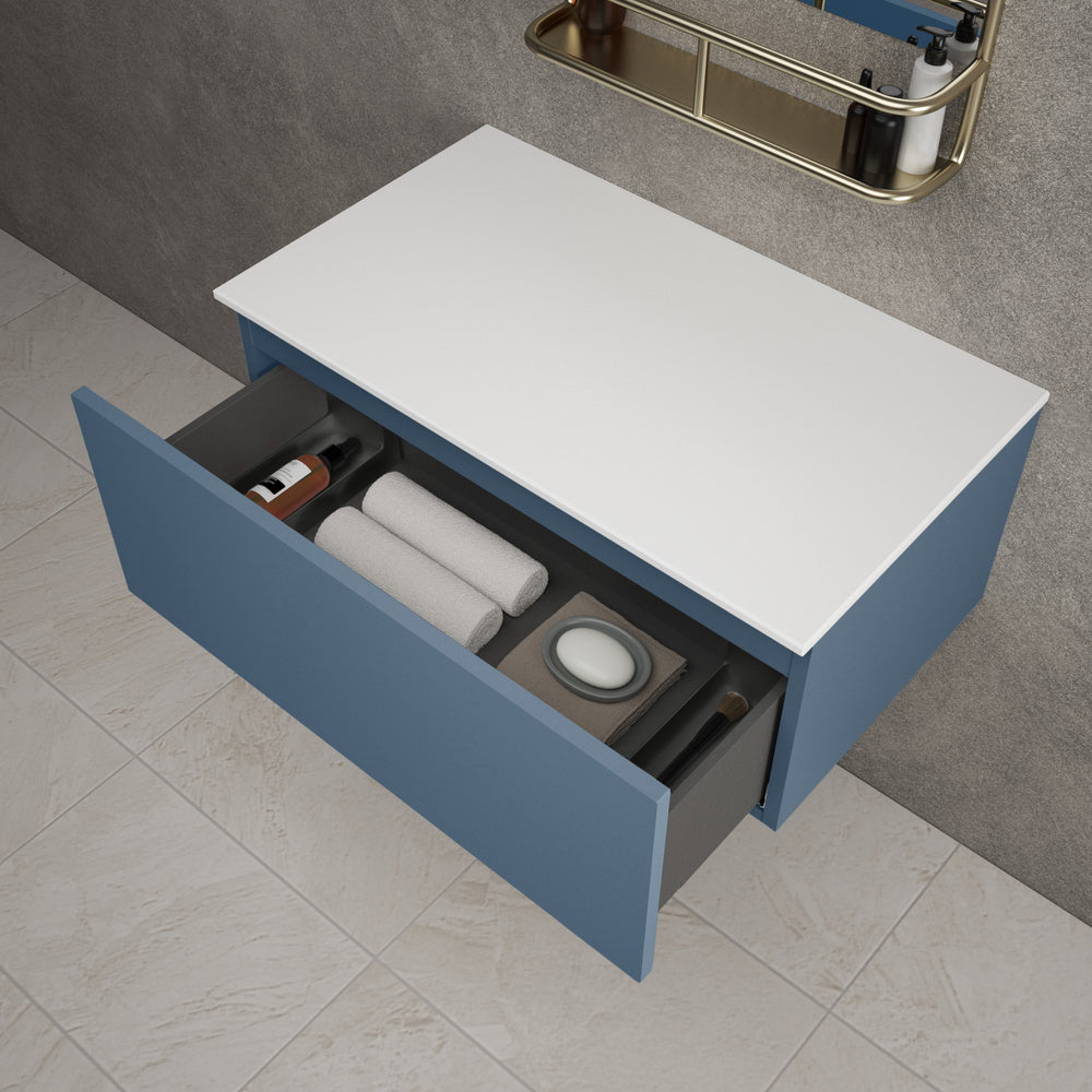 Raffinata Single Drawer Countertop Vanity Unit - Matt Navy 800mm