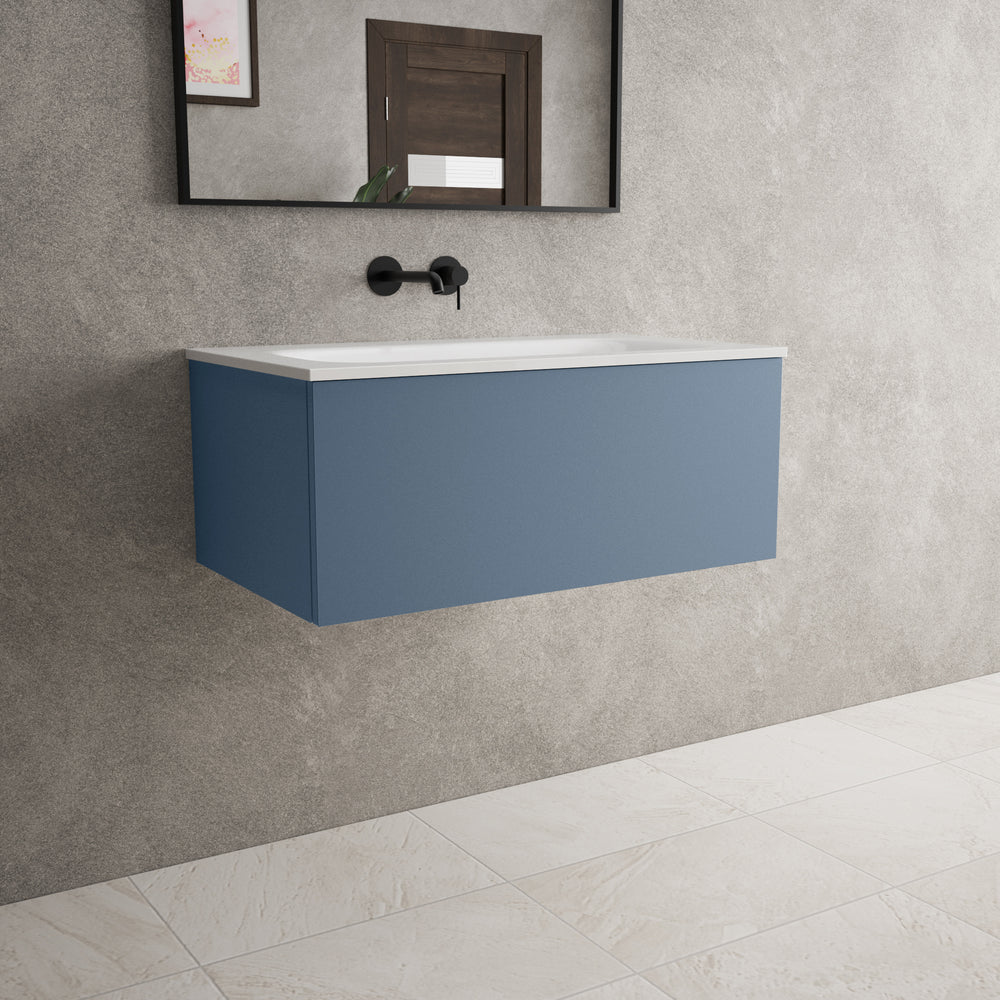 Raffinata One Drawer Vanity Unit With Beyondstone Basin - Matt Navy 800mm