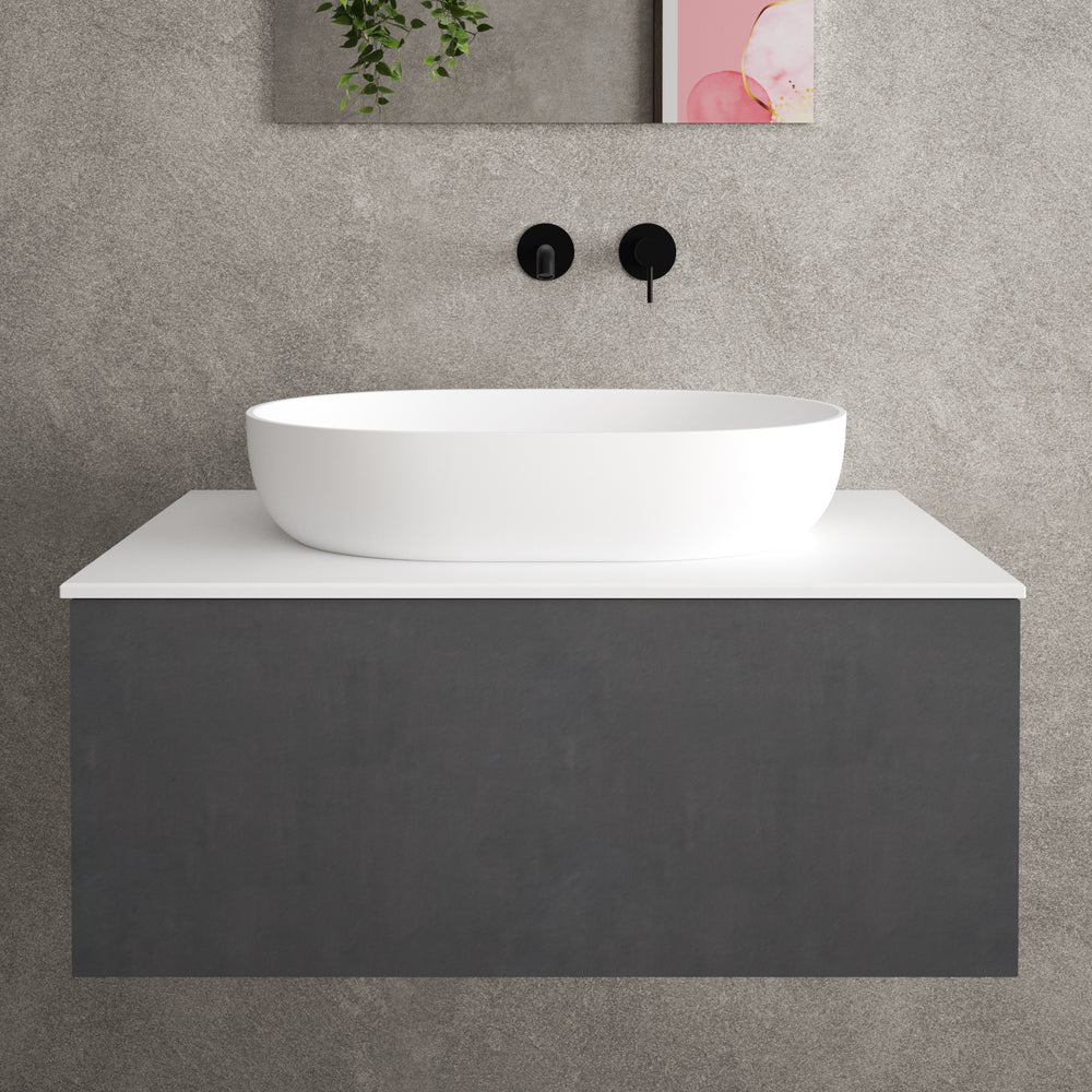 Raffinata Single Drawer Countertop Vanity Unit - Dark Concrete 800mm
