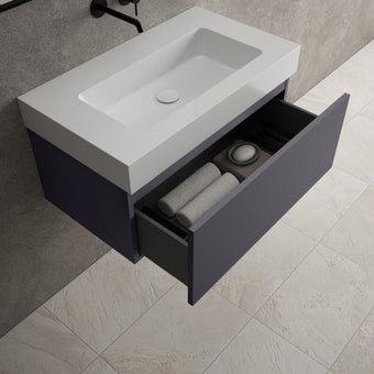 Raffinata One Drawer Vanity Unit With Beyondstone BLOC Basin - Matt Graphite 800mm