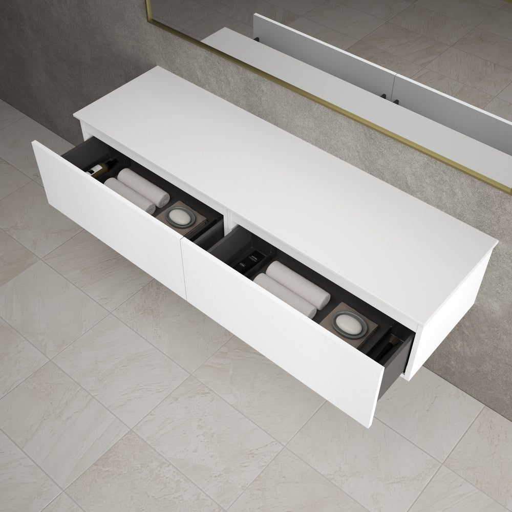 Raffinata Two Drawer Countertop Vanity Unit - Matt White 1600mm